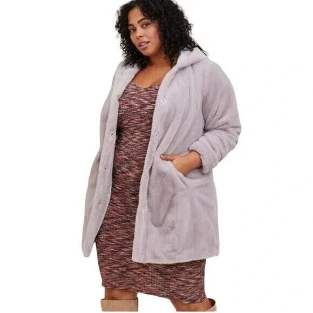 Torrid Women’s Faux Fur Jacket Coat With Hood Size 3X Plus